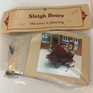 Sleigh Bears Counted Cross Stitch Kit Mini Metal Sleigh Winter Snow by Liz Diehl